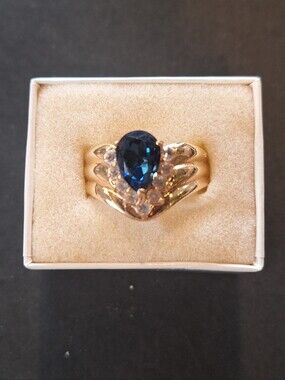 DAC Gold-Tone Blue Teardrop Cocktail Ring - Women's Fashion Jewelry